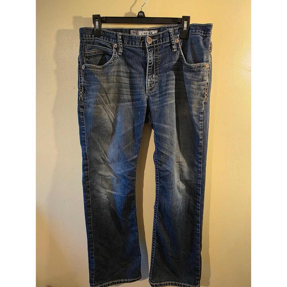 BKE Derek Mens Bootcut Jeans Medium Wash Contrast Stitch Denim Size 32x30